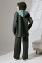 Women's Khaki Green Seasonal Combed Cotton Bottom Top Sports and Comfortable Double Tunic Pants Stylish Hijab Suit - 2