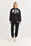 Women's Printed three-thread s Fleece-Lined tracksuit set burgundy - 3