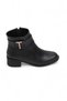 Women's Side Zipper Faux Leather Buckle Brown Boots - 2