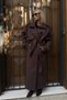 Epaulette and Piece Detail Lined Premium Quality Relaxed Fit Belted Women’s Melton Coat Jacket - 5