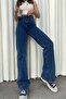 Women's Medium Blue Palazzo Loose-Leg Super High-Waist Jeans - 3