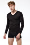 ملابس داخلية رجالية سوداء برقبة على شكل حرف V وأكمام طويلة من Viloft Thermal Top 608 - 2