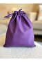 Purple Linen Cloth Pouch - Drawstring Bag Organizer - Makeup Bag -20X25 - 5