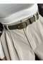 Trace Quadrilateral Patterned Suede Women's Gold Buckle Belt Jacket Belt Dress Belt Trouser Belt