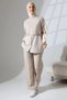 Women's Stone Color Seasonal Combed Cotton Bottom Top Sports and Comfortable Hijab Suit - 4