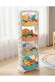 4-Tier Kids Toy Storage Organizer with Wheels Plastic Bins for Playroom Bedroom and Nursery - 3