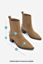 Women's Pointed Toe Thick Heeled Double Elastic Heeled Boots Ropes Tan Suede - 8