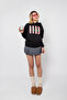 I Love You so Matcha Printed Oversize Unisex Black Hoodie - 6