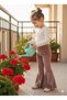 Eid Girls' French Velvet Wide Drapey Flared Leggings Ohlala Dusty Rose - 8