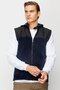 Navy Blue Men's Fleece Vest with Zipper and Stand Collar, Casual Model