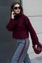 Burgundy Women's High Top Knitwear Sweater Mg2255 - 2
