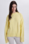 Women's Oversized Wide Cut Crew Neck Yellow Sweater - 5