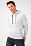 Men's Light Gray Modern Fit Extra Slim Fit Hooded Zipperless Sweatshirt - 2