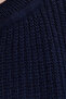 Women's Oversized Wide Cut Knitted Detailed Crew Neck Navy Blue Sweater - 6