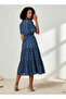 Tiered Midi Viscose Dress with Flutter Sleeves - 3