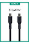 كابل USB C إلى USB C من السيليكون بطول 1 متر وقوة 240 واط - أسود