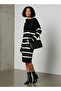 Striped Sweater Dress with Asymmetric Neck - 2