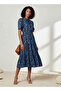 Tiered Midi Viscose Dress with Flutter Sleeves - 2