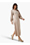 Maxi Satin Evening Dress with Back Slit Detail