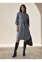 Shirt Midi Dress with Waist Tie-Up - 2