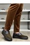 Genuine Leather Nubuck Khaki Navy Blue Combination Handmade Casual Men's Shoes 1308 - 7