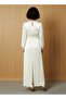 Maxi Satin Evening Dress with Back Slit Detail - 3