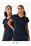 Set of 2 - V-neck T-shirt with Short Sleeves