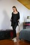 Fashion Women's 3-Piece Robe Pajama Set Black - 3