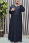 Women's Hijab Clothing Plus Size Plain Ruffle Dress - 5