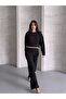 Crew Neck Crop Sweater Slit Trousers Knitwear Bottom-Top Set - 5