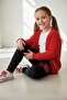 Heart Polka Dot Printed Girls' Combed Cotton Tights - Black - 4