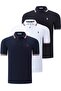 Triple Set T8594 Men's T-Shirt-Black-White-Dark Blue