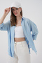 Women's Oversized Viscose Shirt 3785 - Light Blue - 4