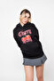 Cherry Gang Printed Oversize Unisex Black Hoodie - 5
