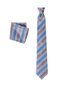 Blue Gray Striped 8 cm Wide Handkerchief Tie - 4