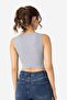 Women's Cotton Camisole Halter Neckline Thick Strap Crop White Black Gray 3 Pack - 7