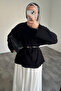 Women's Crew Neck Oversized Knitwear Tunic Sweater Black - 4