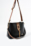 Gold Detailed 3 Compartment Shoulder and Crossbody Bag - 3