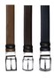 Genuine Leather Double-Sided 3.5 cm Men's Belt - 3 Pieces Black-Tan, Black-Brown, Black-Navy Blue)