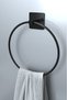 Adhesive 4-Piece Black Long Towel Holder Hook Hanger WC Toilet Paper Holder Round Towel Holder Bathroom Set - 3