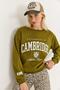 Women's Crew Neck Printed Three Thread Sh Fleece-Lined Sweatsirt Claret Red - 4