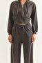 Women's Crop Cardigan Three Thread Non-Shardon Tracksuit Set Black - 4
