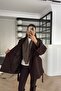 Women's Belted Brown Araboy Sleeve Epaulettes Shawl Collar Trench Coat - 6