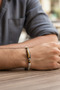 Men's Natural Stone Bracelet |   Stylish Design with Tiger's Eye and Obsidian Stone Combination and Steel Detailing