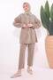 Women's Brown (Camel) Striped Pants Suit t 9074