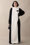 Flower Detail Double Color Black Knitwear Dress