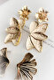 3 Piece Earring Set with Stones, Hoop, Chain - 3