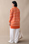 Orange Striped Basic Knitwear Tunic - 3