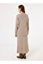 Tunic & Skirt Knitwear Set with Front Stitch Detail - Mink - - 6