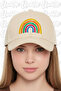Rainbow Embroidered Hat – Cream 100% Cotton Gabardine Unisex Model - 2